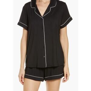NORDSTROM pjs SET NEW Black w/ White Piping Top and Shorts Pajamas 2pc. XL